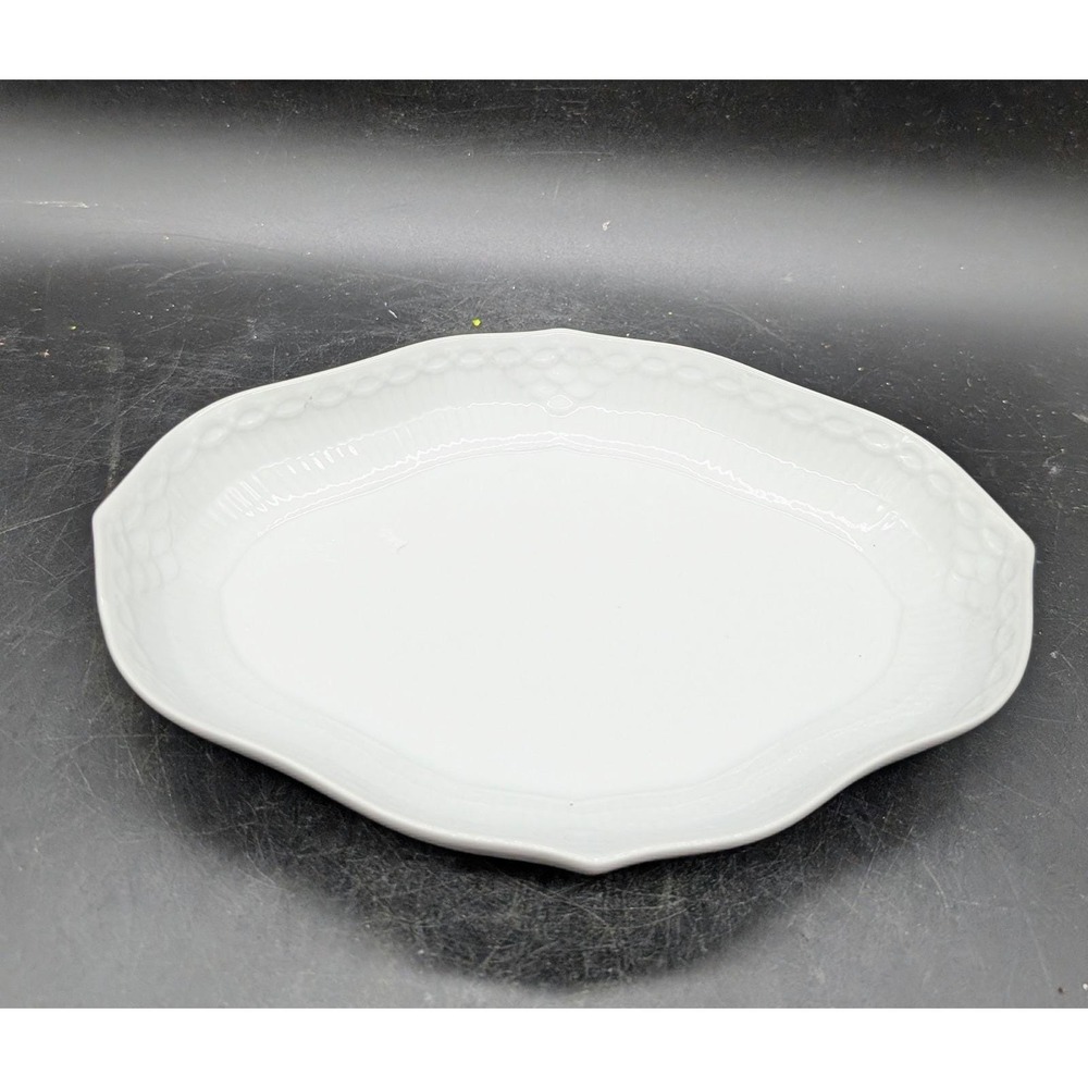 Royal Copenhagen White Half Lace Oval Pickle Dish 353 Danish Porcelain White 9"